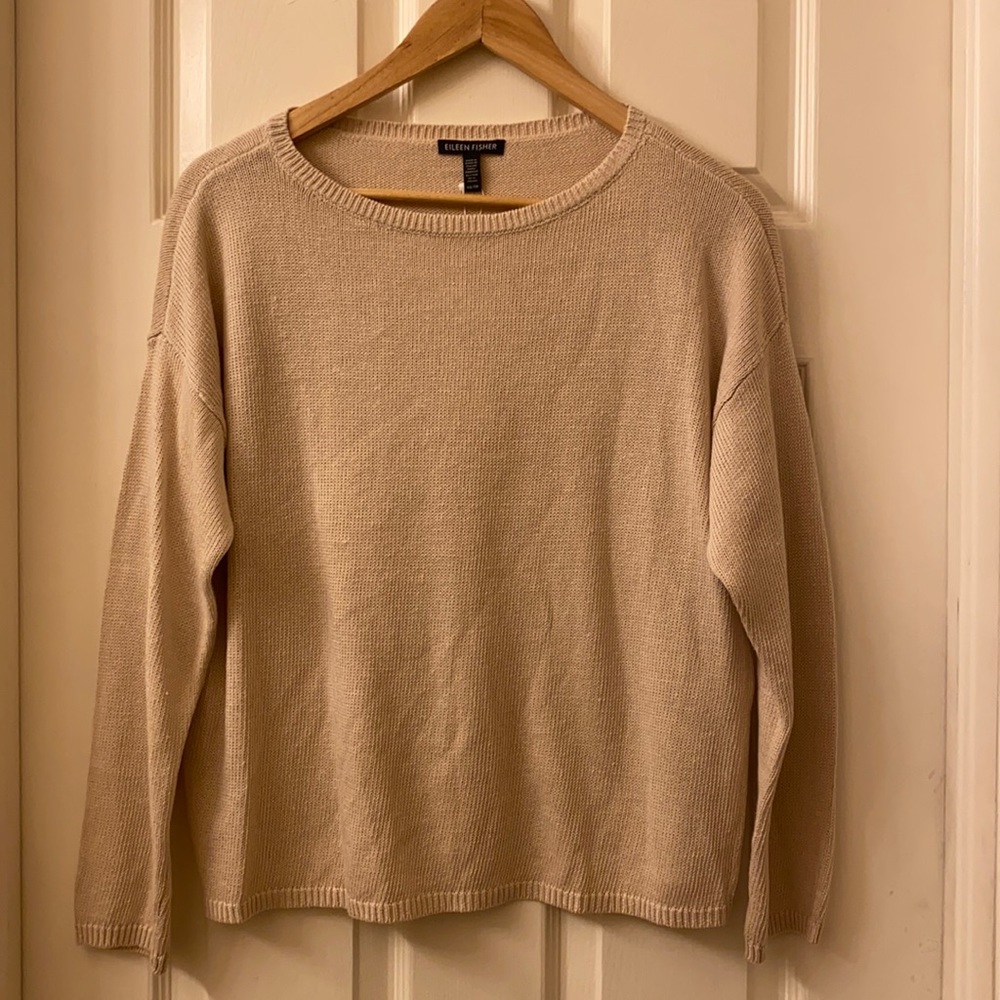 Eileen Fisher Tan Bateau Neck Sweater Top NWT Size XS